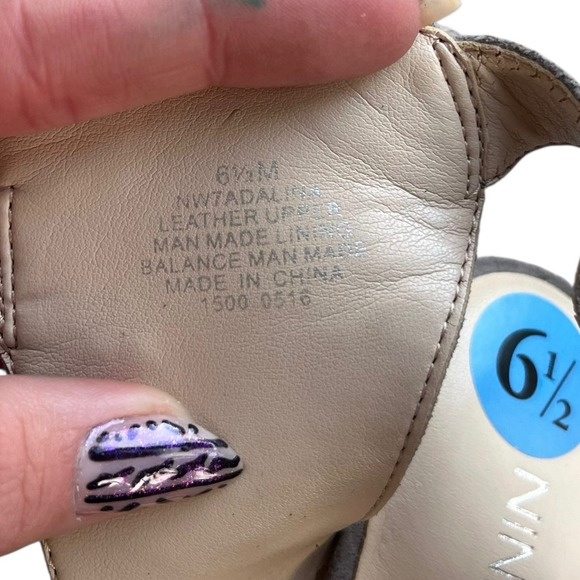 Nine West Womens 6.5 Grey Suede Leather Adaline Peep Toe Ankle Strap Heels Chic - Picture 11 of 16